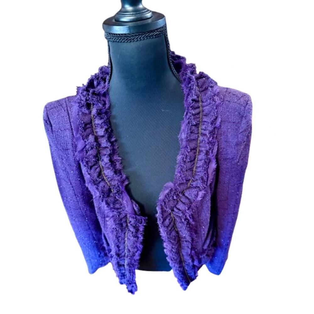 Personal Privilege Ruffled V-Neck Purple Jacket (size M) - Picture 3 of 7